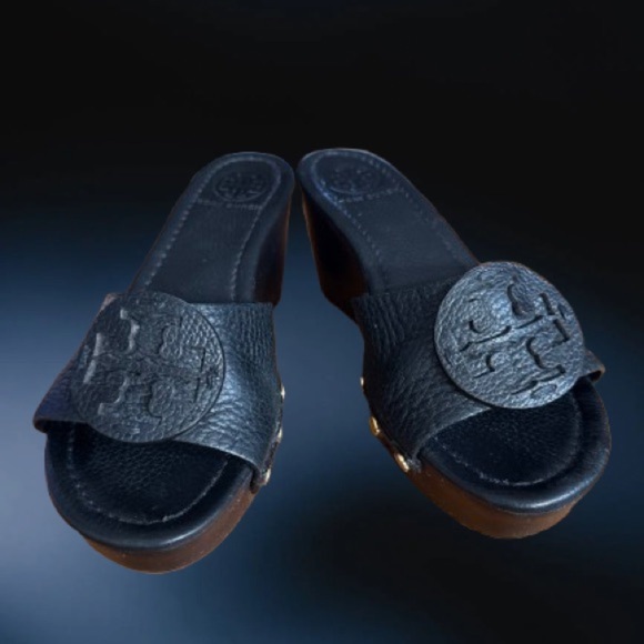 Tory Burch leather platform/wedge slide sandal Wmns sz 6M - Picture 1 of 6
